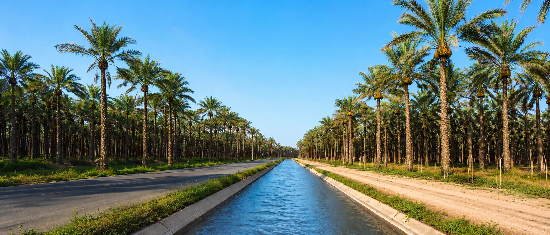 Aabpakhsh Dashtestan में palm groves और irrigation canal