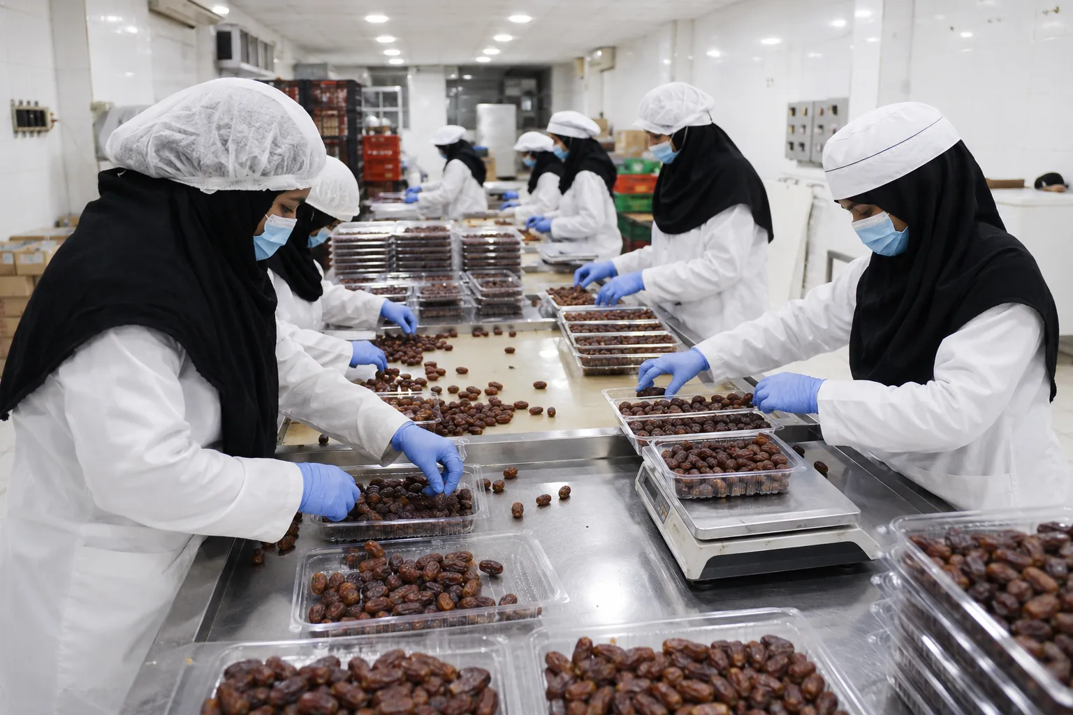 Dates packed into retail trays